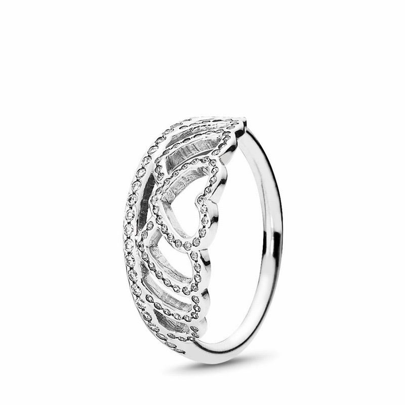 Pandora Australia Hearts Tiara Stackable Ring - Sterling Silver | FZBGUE350